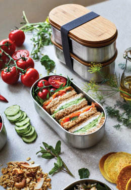 Logo trade promotional products image of: Black+Blum Stainless Steel Double Bento Box