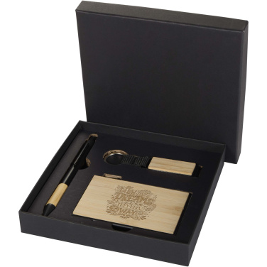 Logo trade corporate gifts image of: Minka RCS recycled aluminium ballpoint pen, keychain and RFID card holder gift set