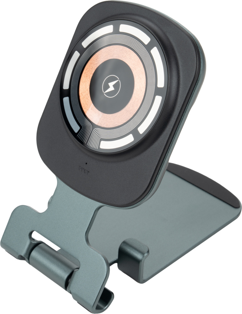 Logo trade business gifts image of: Phone holder with wireless charger