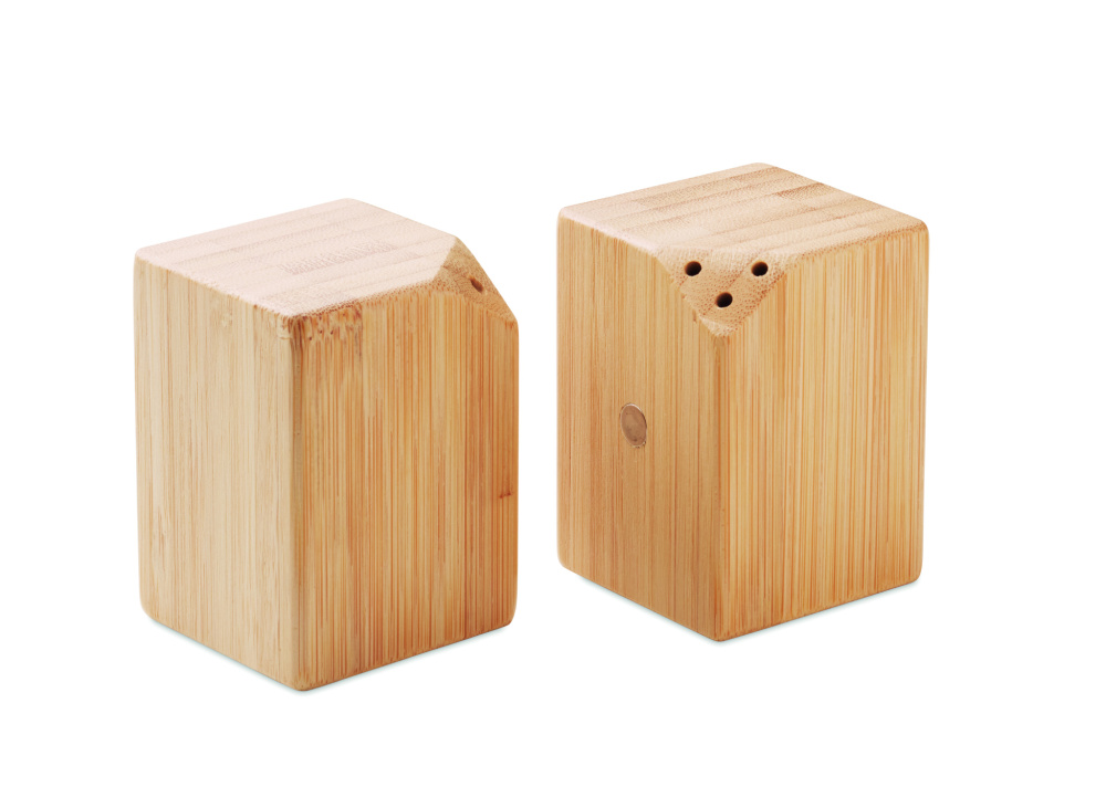 Logo trade business gifts image of: Bamboo salt & pepper set