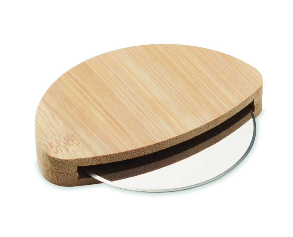 Logo trade business gifts image of: Round bamboo pizza cutter