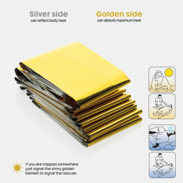 Logo trade corporate gifts image of: Solra emergency blanket in RCS recycled RPET pouch