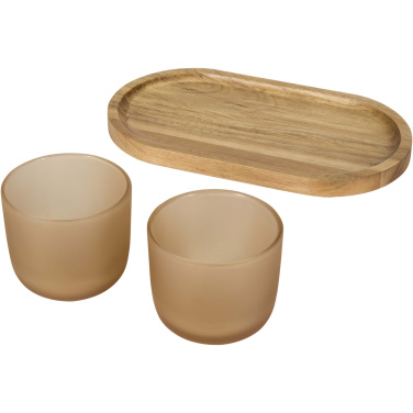 Logo trade promotional giveaways image of: Male wooden serving tray and glass cups set
