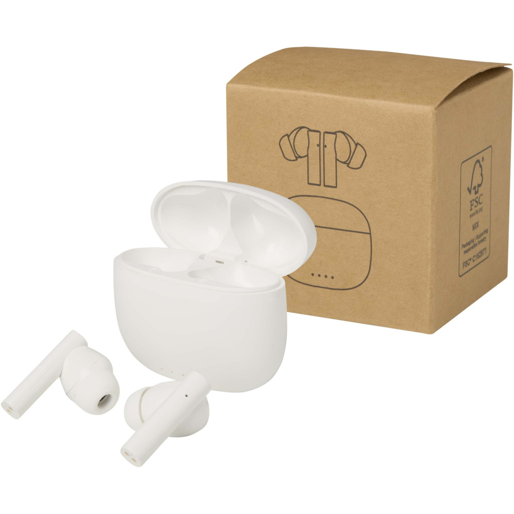 Logo trade business gifts image of: Alterf recycled plastic True Wireless Bluetooth® headset with silicone eartips