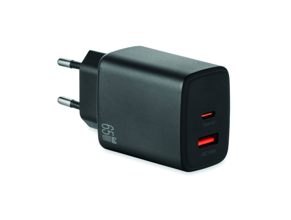 Logo trade promotional product photo of: EU 2-pole wall adapter/charger