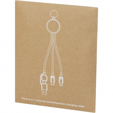 Logo trade firmakingi pilt: Tecta 6-in-1 taaskasutatud plastikust/bambusest laadimiskaabel võtmerõngaga