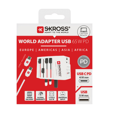 Logo trade reklaamtooted foto: SKROSS World Travel Adapter MUV 65W PD USB C kaabliga