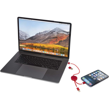 Logo trade ärikingituse pilt: Punane Alasia 5-in-1 taaskasutatud alumiiniumist ja plastikust kiirlaadimiskaabel