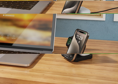 Logo trade reklaamkingituse pilt: Urban Vitamin Arcadia RCS plastikust 15W 3in1 magnetiline laadija