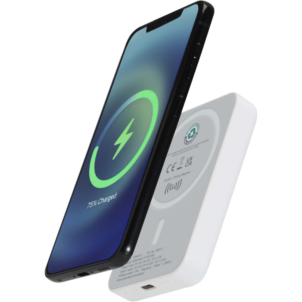 Logo trade ärikingitused foto: Acrab 5000 mAh 15W magnetiline juhtmevaba varupatarei koos 20W PD-ga - valmistatud taaskasutatud plastist