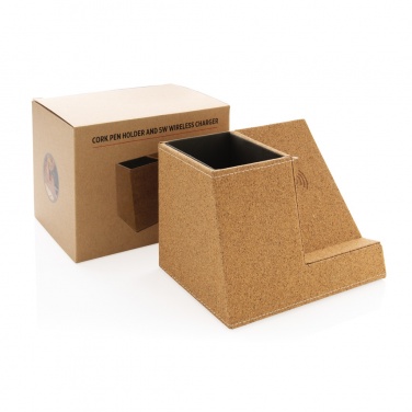 Logotrade mainoslahja ja liikelahja kuva: Kynäpidike ja 5W langaton laturi korkista