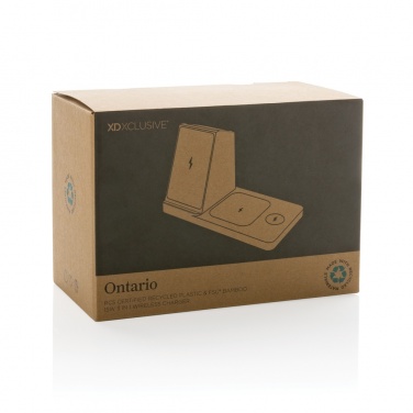 Logotrade liikelahjat kuva: Ontario RCS 15W 3-in-1 laturi kier. muovista ja bambusta