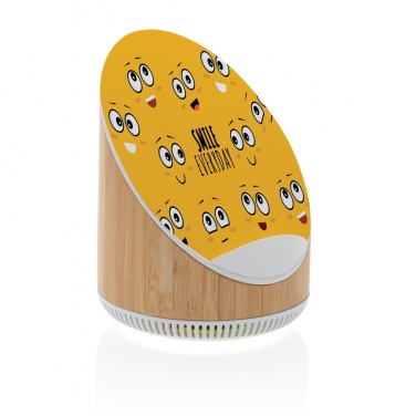 Logotrade mainoslahjat ja liikelahjat tuotekuva: Ovate bambuinen 5W kaiutin 15W langattomalla laturilla