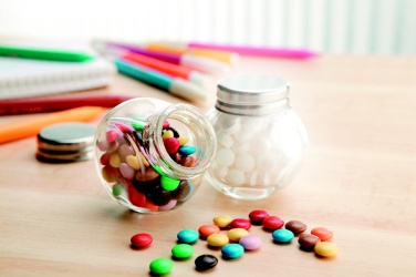 Logotrade mainostuotet kuva: Suklaapastilleja lasipurkissa