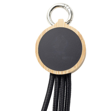 Logotrade liikelahja tuotekuva: 4-in-1-kaapeli, jossa on valaistu logo puukotelossa, LH-ZMU05