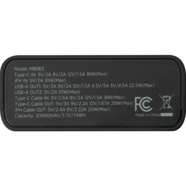 Logotrade mainoslahjat ja liikelahjat tuotekuva: Virtapankki 20 000 mAh MARABELLA MoLu