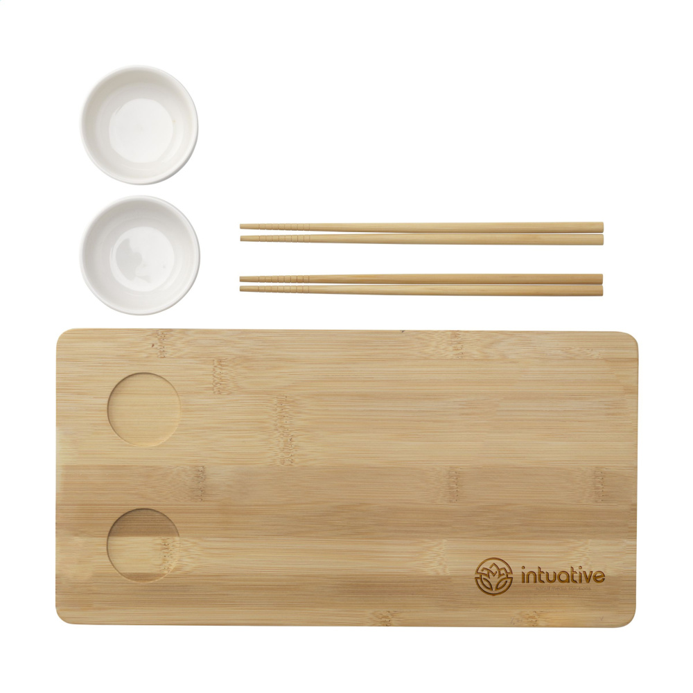 Logotrade mainostuotet kuva: Temaki Bamboo Sushi Tray lahjasetti