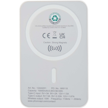 Logo trade liikelahja kuva: Acrab 10 000 mAh:n ja 15 W:n magneettinen langaton varavirtalähde, jossa 20 W:n PD – valmistettu kierrätetystä muovista