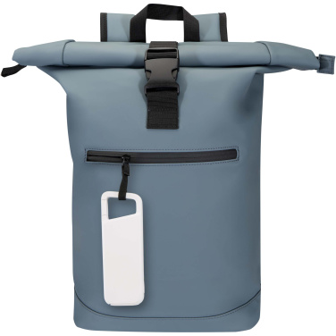 Logo trade liikelahjat mainoslahjat kuva: Alkes 5 000 mAh:n ja 12 W:n kierrätysmuovista valmistettu vedenkestävä varavirtalähde jousihaalla