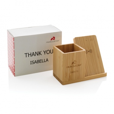 Logotrade Ideja dāvanas foto: Calgary bambusa 10W bezvadu lādētājs