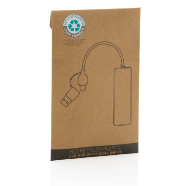 Logotrade presentreklam bild: USB hub i RCS återvunnen plast med dubbel input