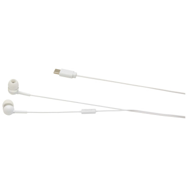 Logotrade presentreklam bild: Baekdu headset med Type C-kabel och förvaringsfodral av återvunnen plast